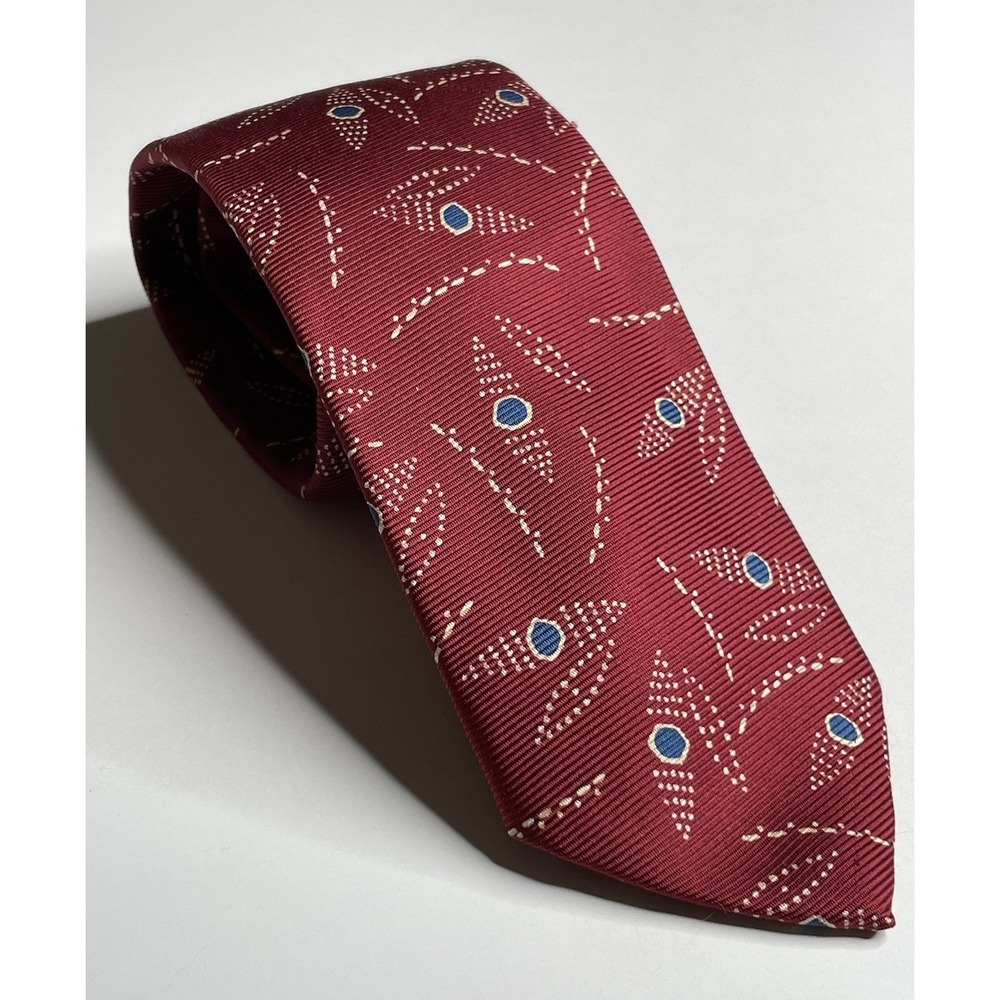 Polo Ralph Lauren Abstract Necktie Silk Mens Handmade USA Red VTG 90s 56x3
